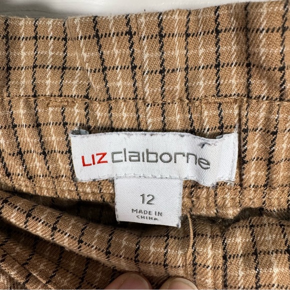 Liz‎ Claiborne Tan Checkered Trousers - Picture 2 of 4